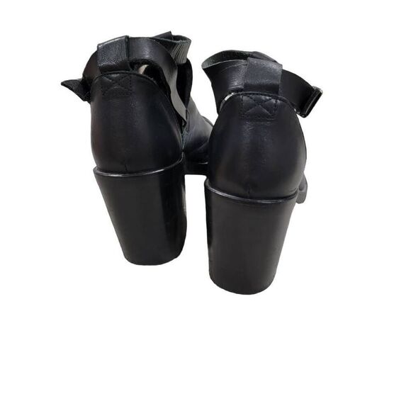 Office London Cutout Black Chunky Heel Booties Ankle Leather Sz 39 - Picture 4 of 6